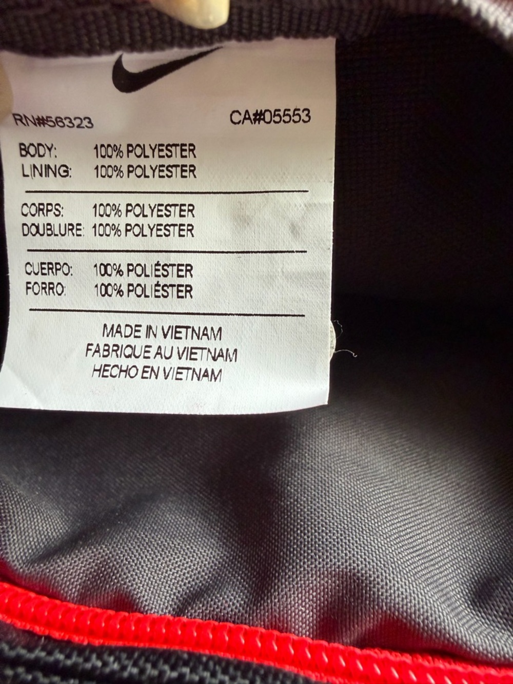 Nike Black Waist Pack with Red Logo & Strap - Picture 3 of 5